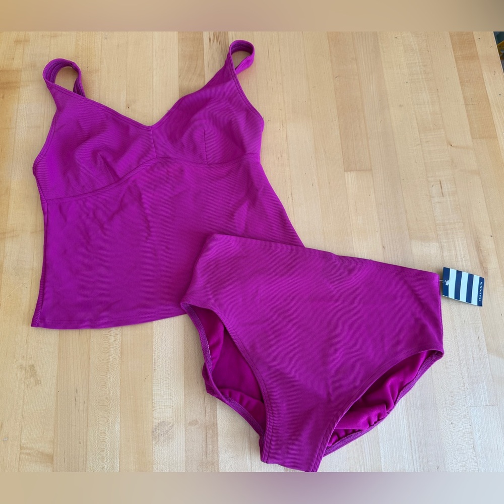 NEW* 🌷Land's End 2-Piece Tankini Bikini Swimsuit Fuchsia Pink 12 Top/ 16 Bottom